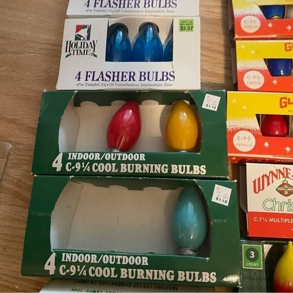 Vintage C 9 1/4 C 7 1/2 C7 Christmas Bulb Lot Flasher Cool Burning Wynne